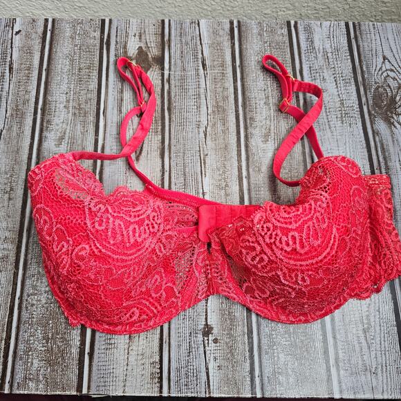 Victoria’s Secret red Very sexy line lacey push up bra no padding womens 36D - Picture 1 of 7